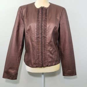 Revue Jacket 100% Leather Metalic Rose Mauve